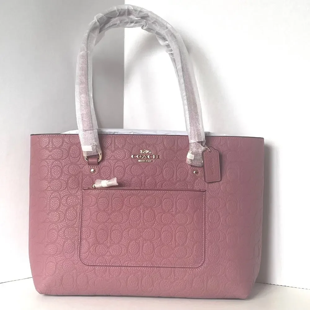 Coach Station Tote CDL99 Peony Pink Pebbled Leather Work Tote